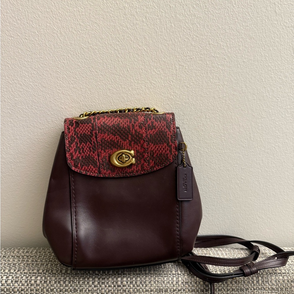 Coach Restored Parker Convertible Backpack 16 With Snakeskin Detail